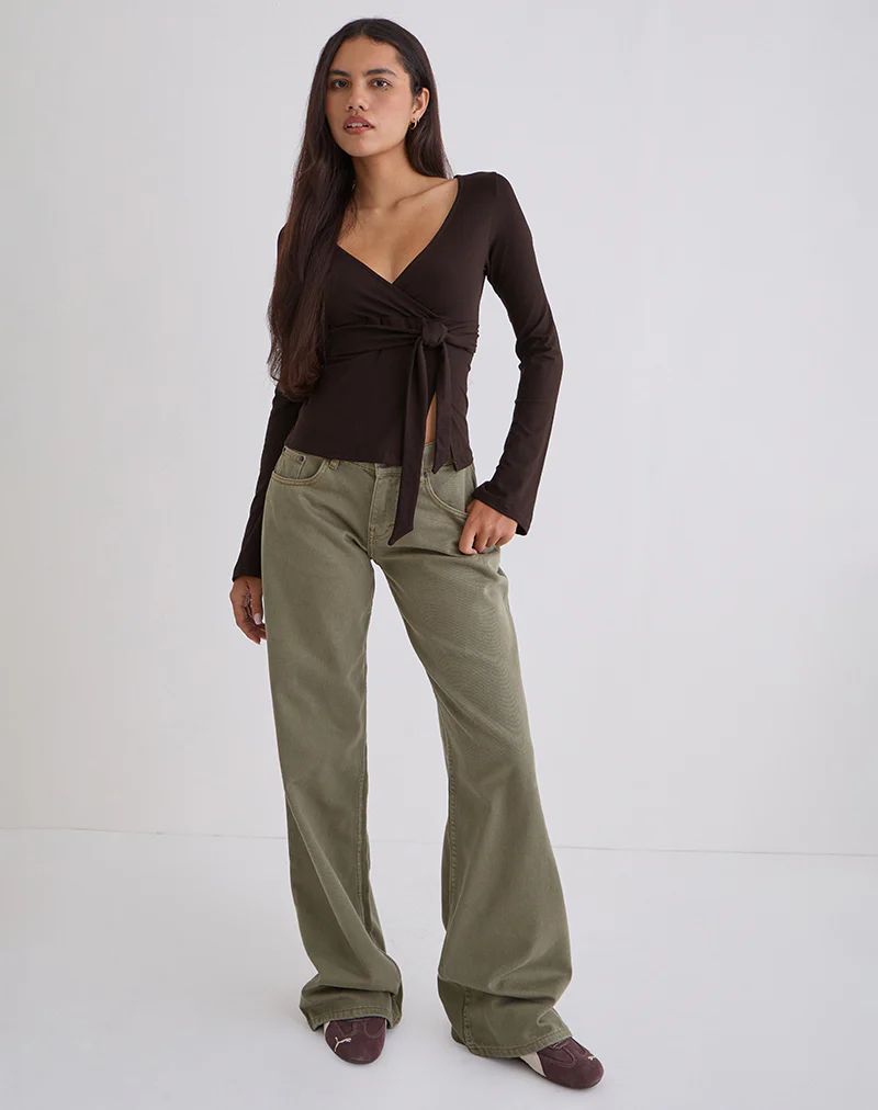 Lamae Wrap Top in Bitter Chocolate - Image 3