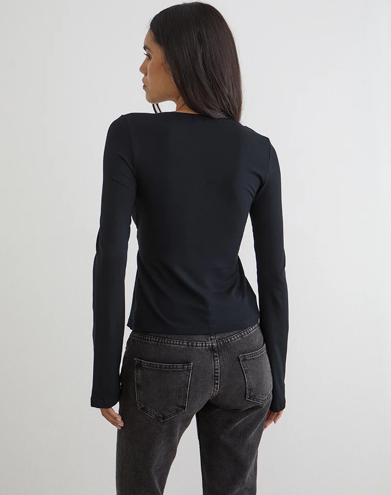 Lamae Wrap Top in Black - Image 3