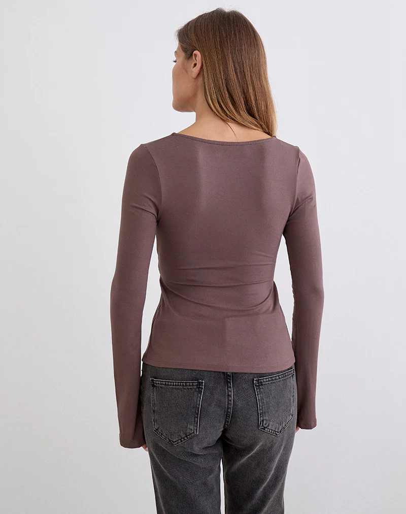Lamae Wrap Top in Deep Taupe - Image 5