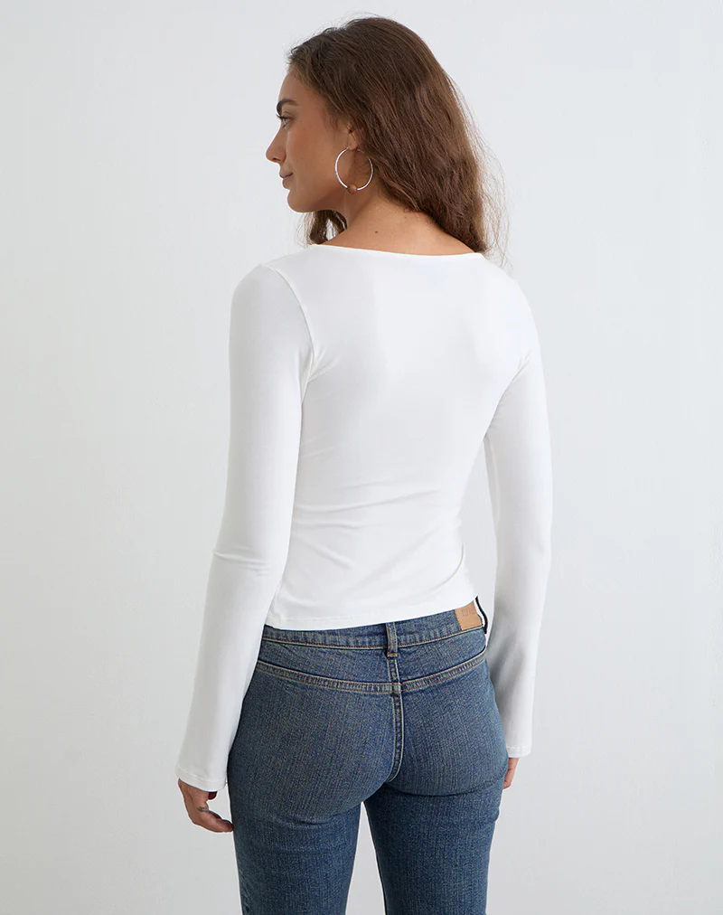 Lamae Wrap Top in Off White - Image 6