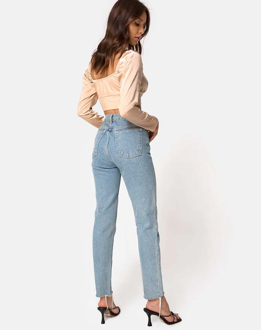 Laman Crop Top in Satin Champagne - Image 4