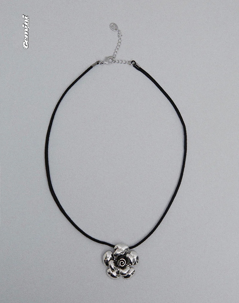 Lana Cord Rose Necklace by Gemini Jewels - Image 2