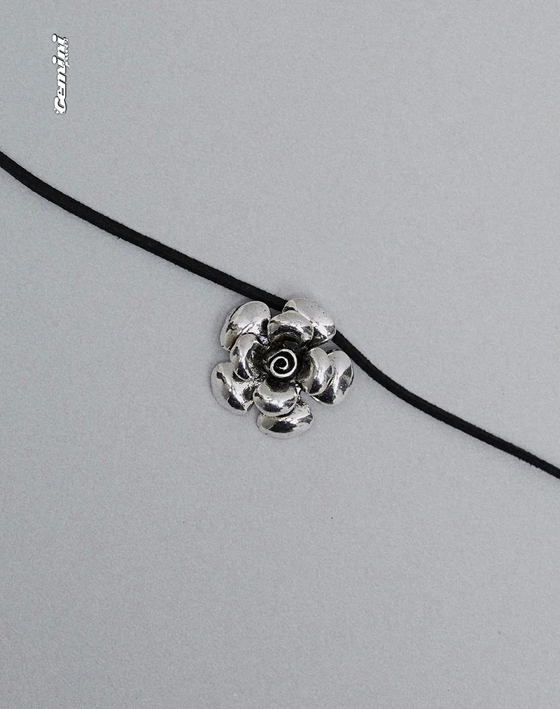 Lana Cord Rose Necklace by Gemini Jewels - Image 4