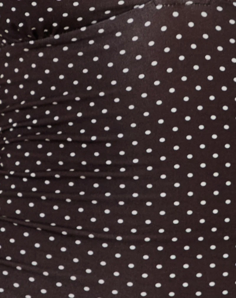 Lanai Mini Dress in Micro Polka Brown - Image 5