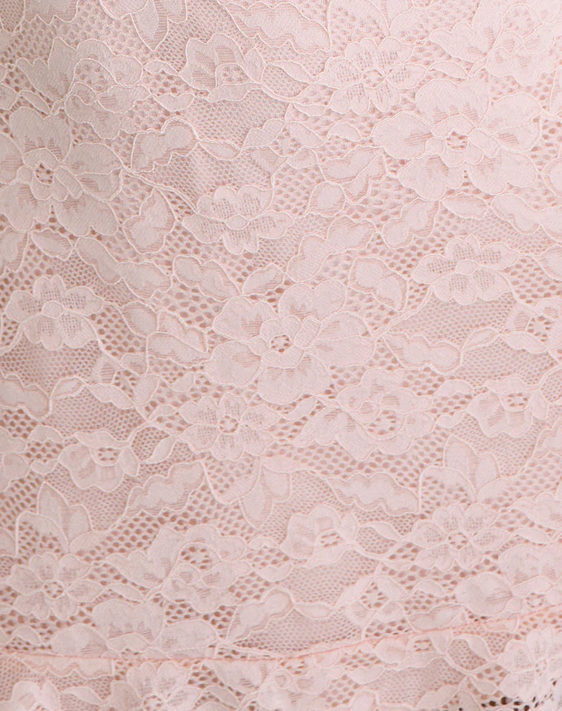 Lanaila Mini Dress in Lace Soft Pink - Image 6