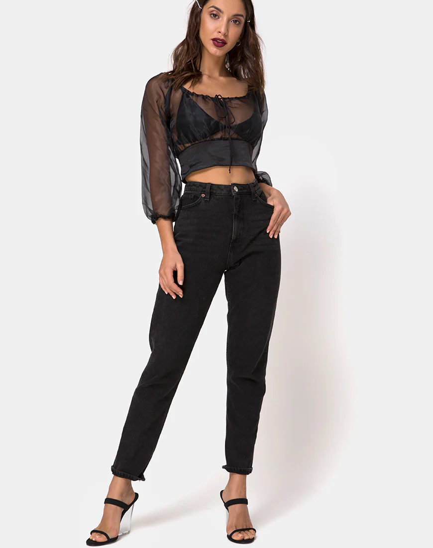 Lancelle Top in Satin Black - Image 3