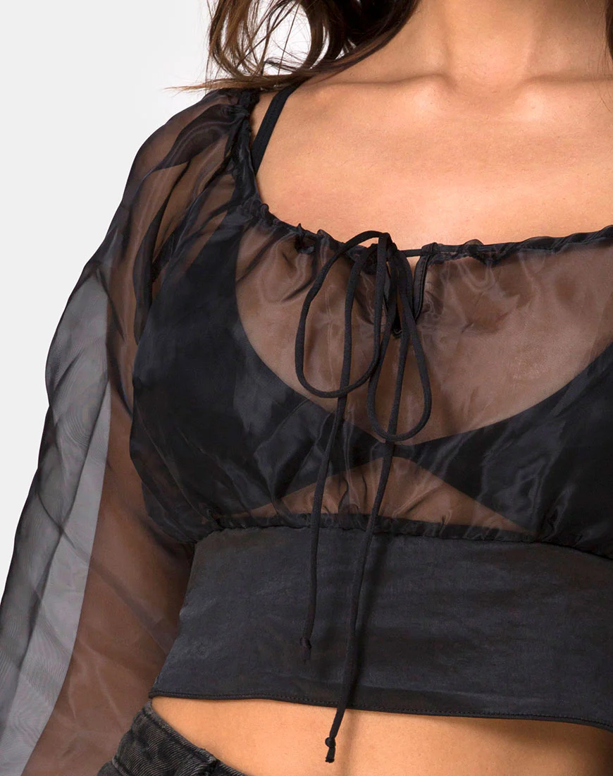 Lancelle Top in Satin Black - Image 5