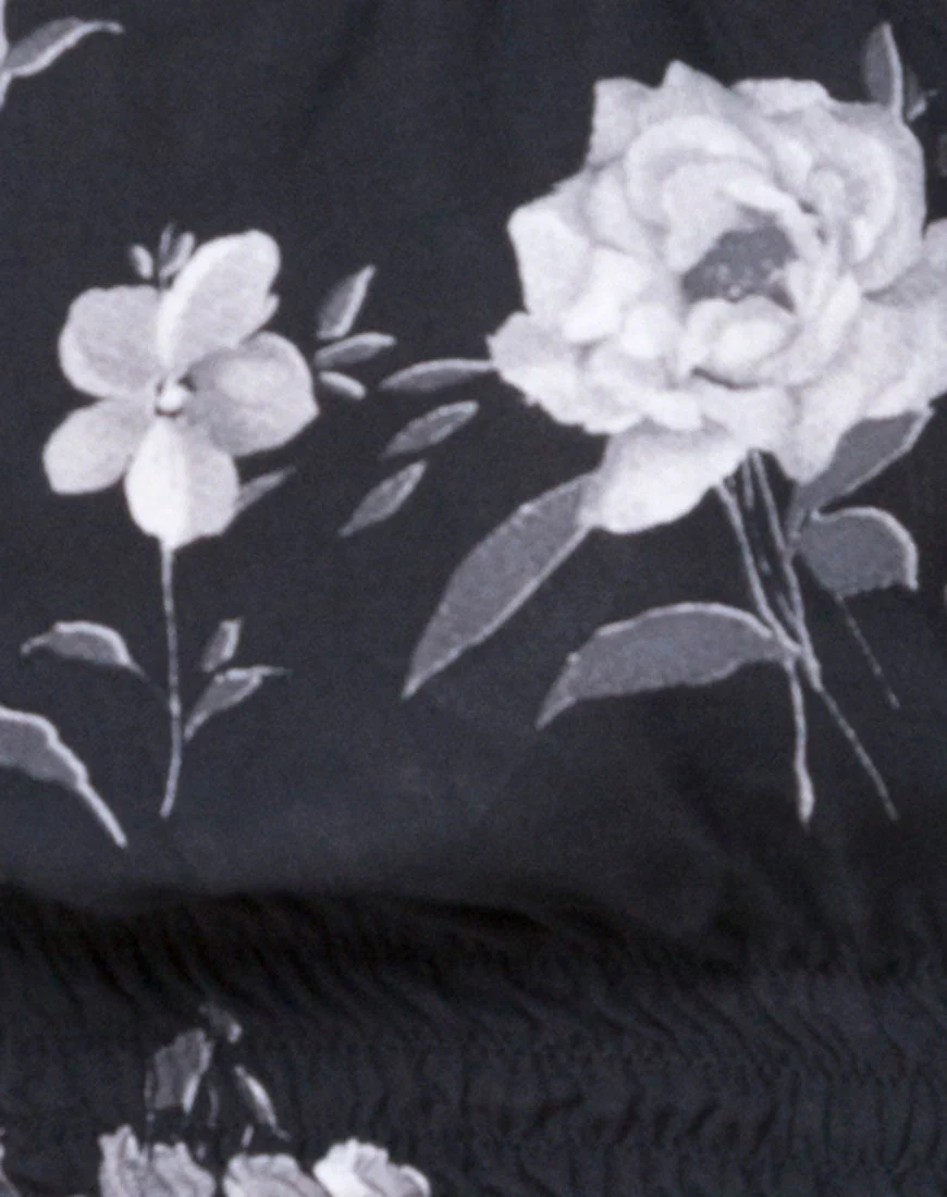 Lancer Crop Top in Mono Flower Black - Image 5