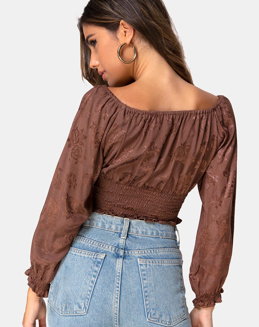Lancer Crop Top in Satin Rose Chocolate - Image 2