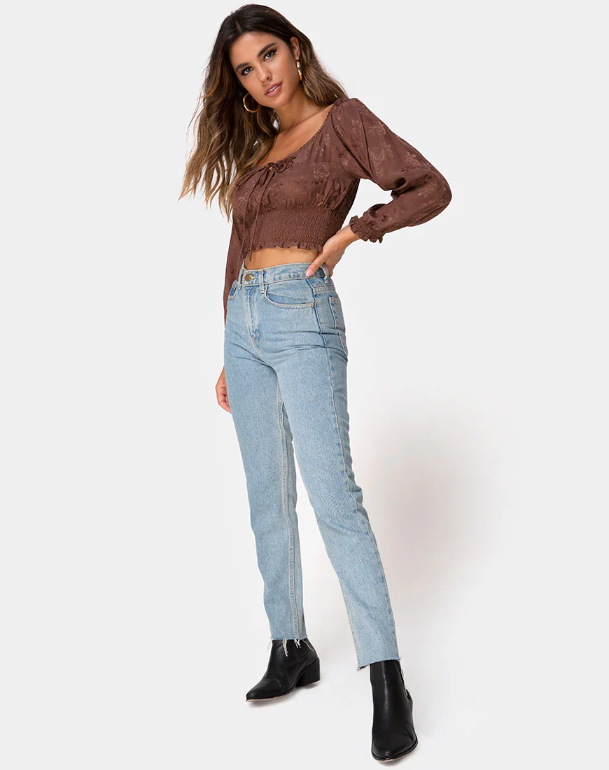 Lancer Crop Top in Satin Rose Chocolate - Image 3
