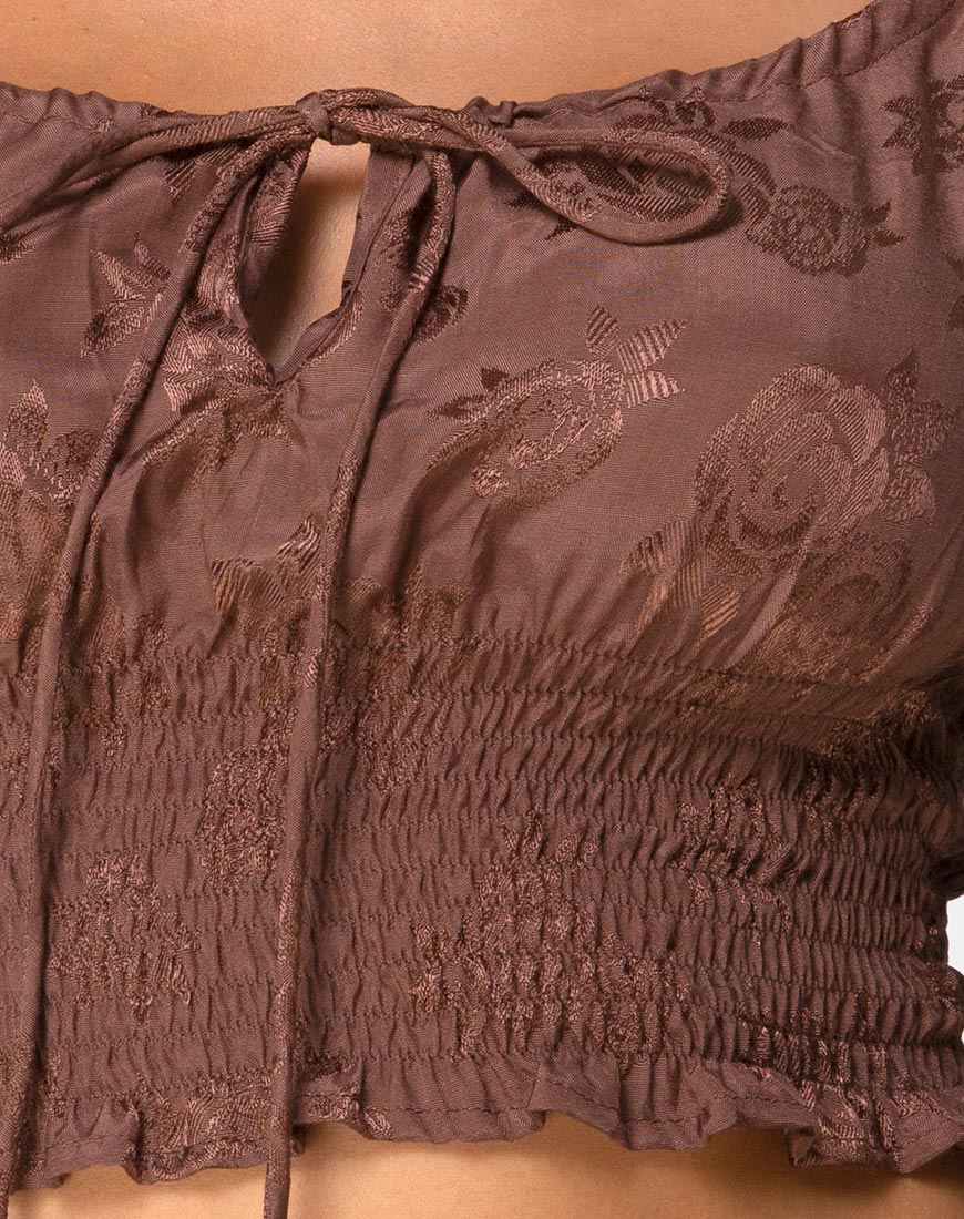 Lancer Crop Top in Satin Rose Chocolate - Image 5