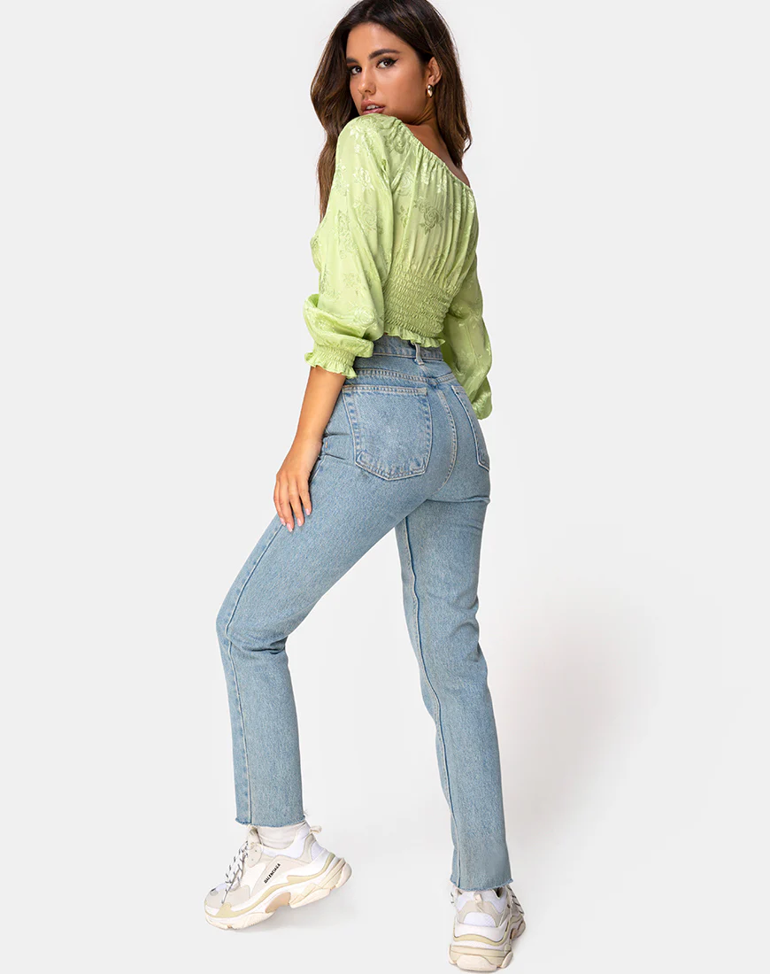 Lancer Crop Top in Satin Rose Lime - Image 4