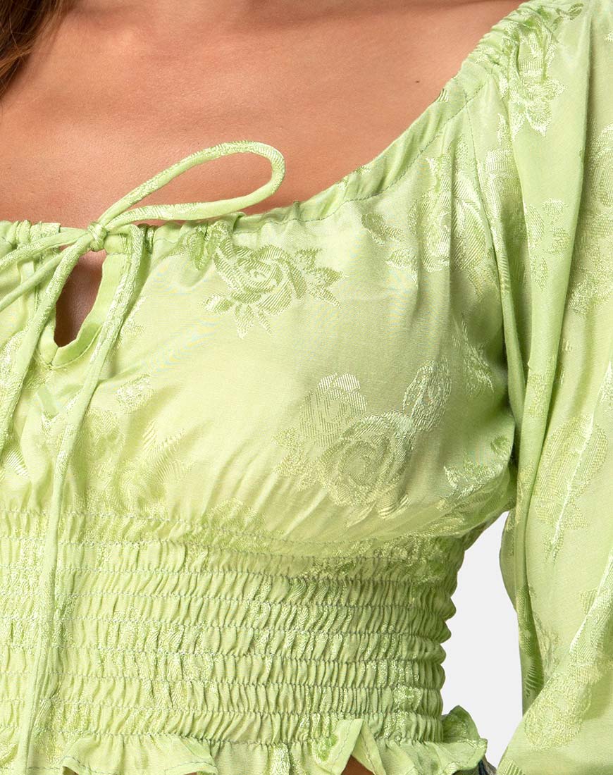 Lancer Crop Top in Satin Rose Lime - Image 5