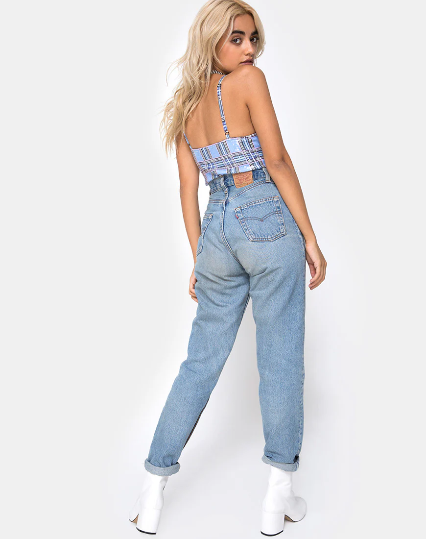 Lantas Bodice in 90's Check with Clear Sequin - Image 4