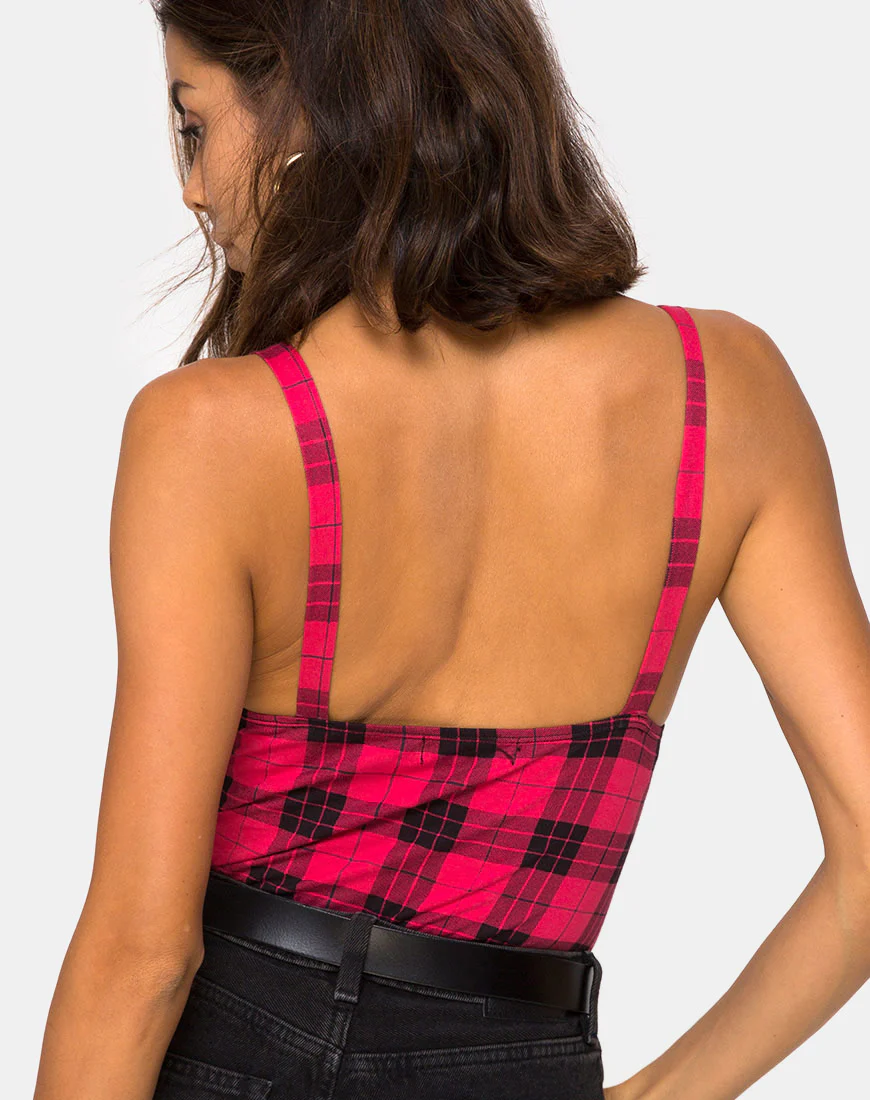 Lantas Bodice in Winter Plaid Red Black - Image 2