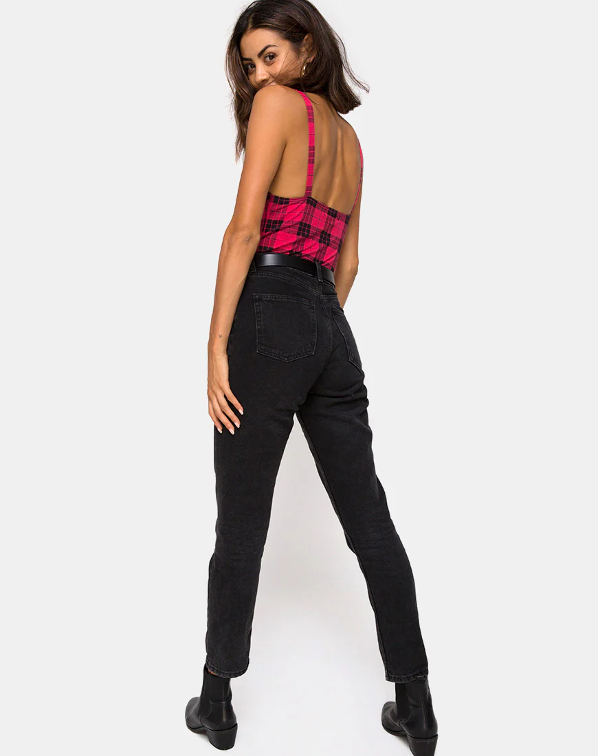 Lantas Bodice in Winter Plaid Red Black - Image 4
