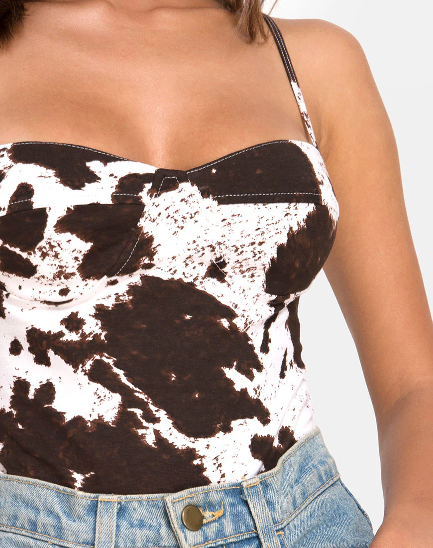 Lanti Bodice in Cow Hide Brown and White - Image 8