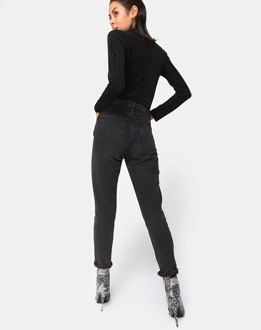 Lao Plunge Bodice in Black Sheer Stripe - Image 4