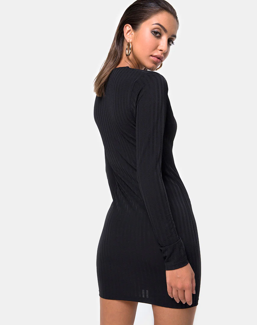 Laoda Bodycon Dress in Black - Image 2
