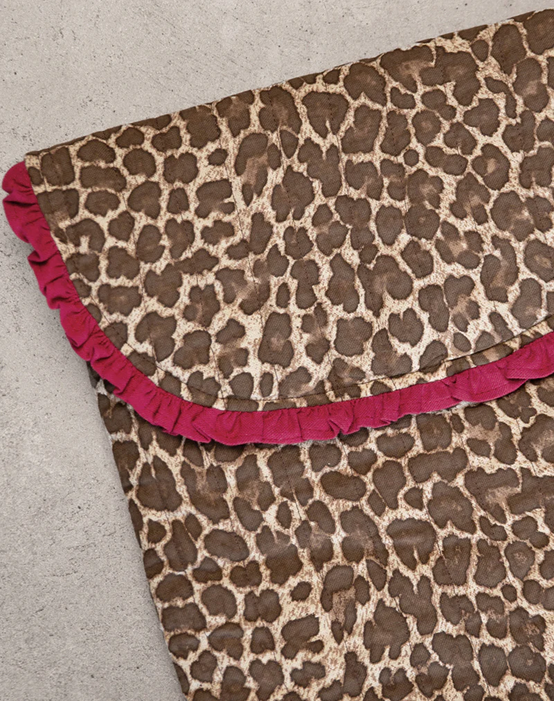 Laptop Bag in Leopard Print with Red Frill - Image 2