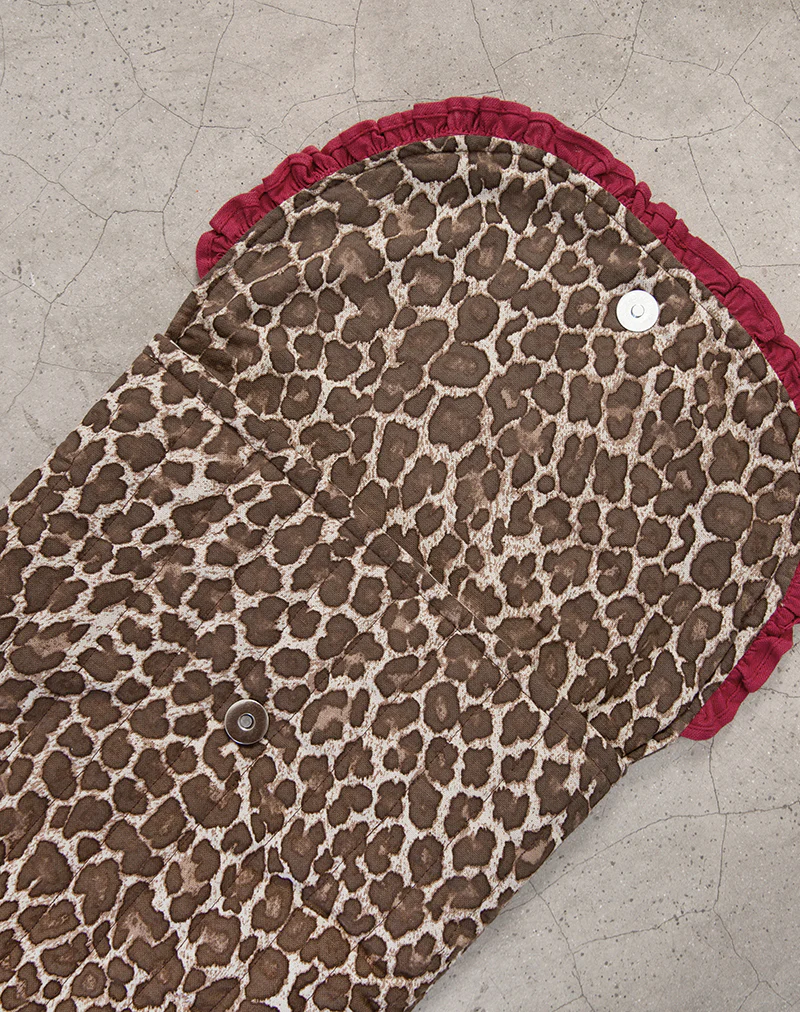 Laptop Bag in Leopard Print with Red Frill - Image 4