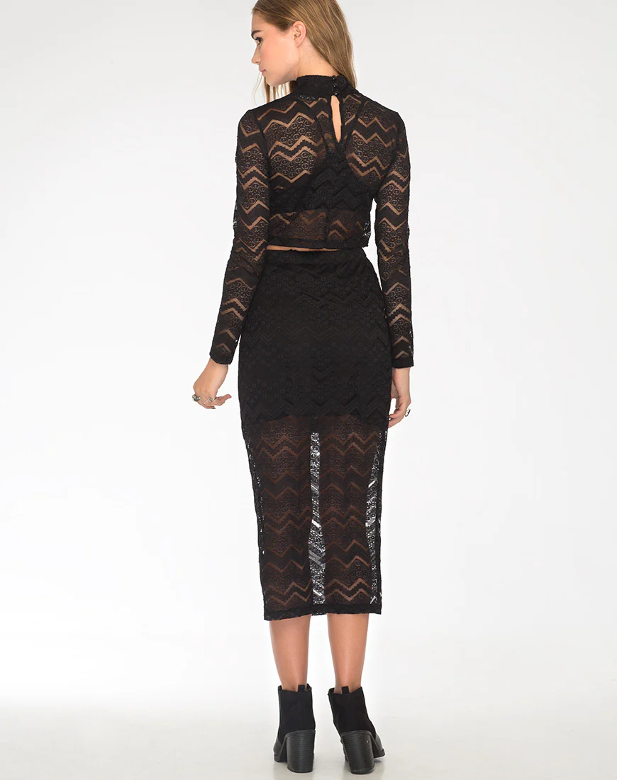Lara Crop in Chevron Lace Black - Image 4