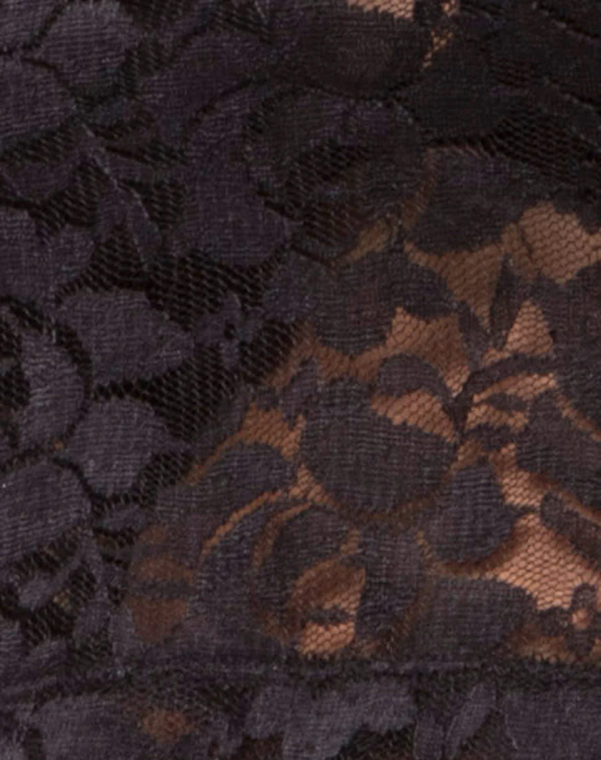 Lara Crop Top in Rose Lace Black - Image 5
