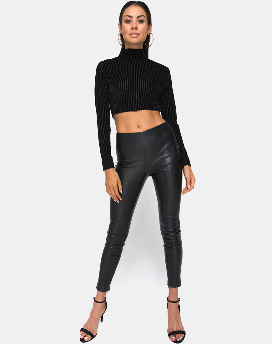 Lara Crop Top in Black Sheer Stripe - Image 3