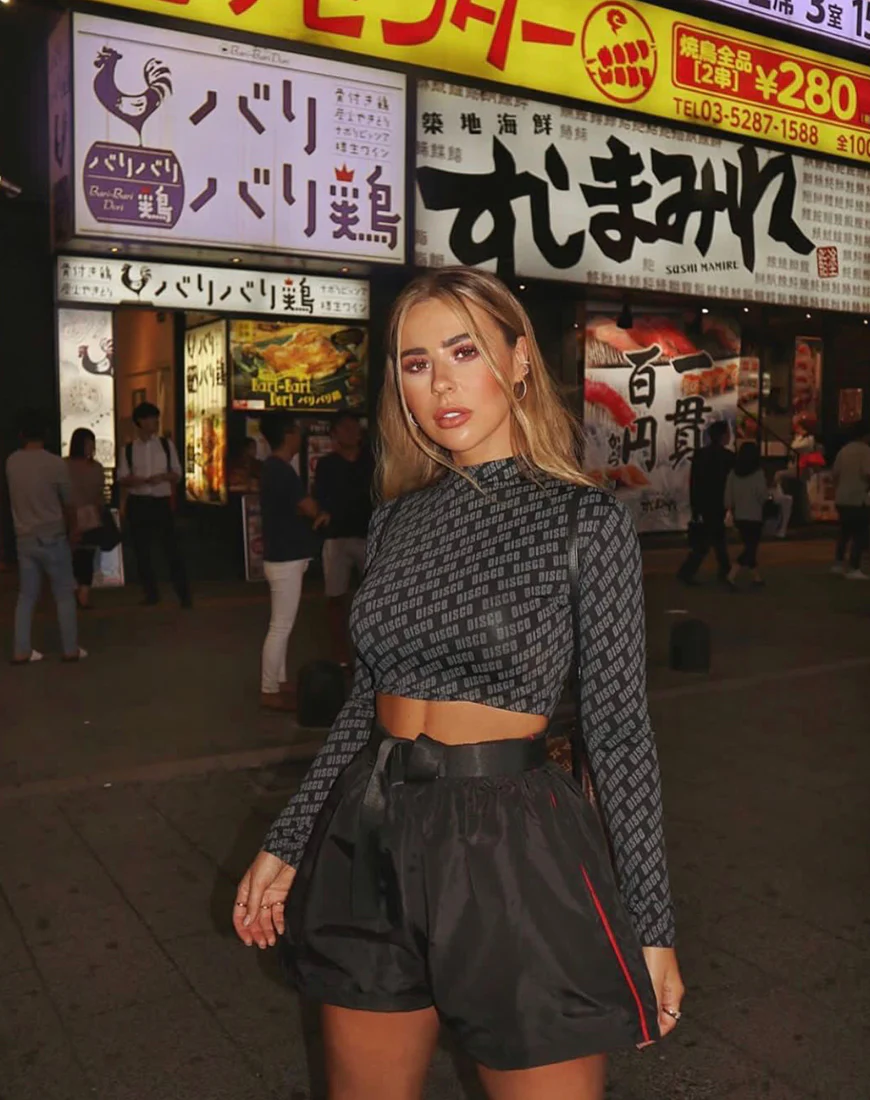 Lara Crop Top in Diagonal Disco Silver - Image 2
