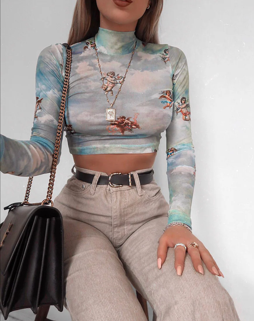 Lara Crop Top in Angel Sky Blue Mesh - Image 4