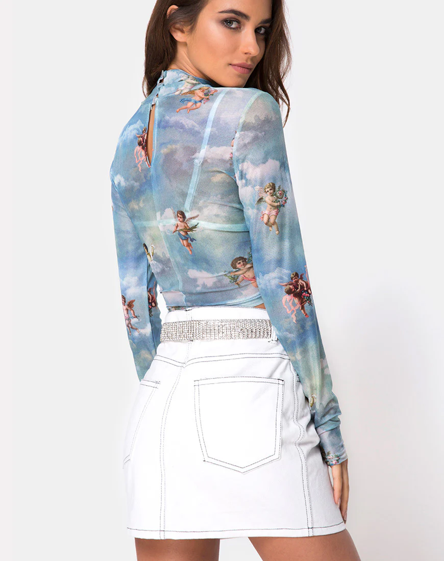 Lara Crop Top in Angel Sky Blue Mesh - Image 5