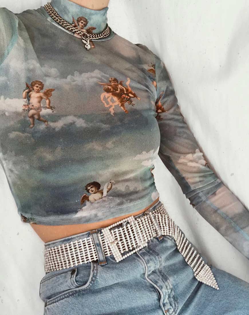 Lara Crop Top in Angel Sky Blue Mesh - Image 6