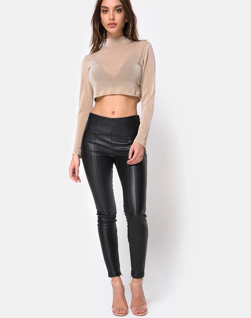 Lara Crop Top in Net Tan - Image 3