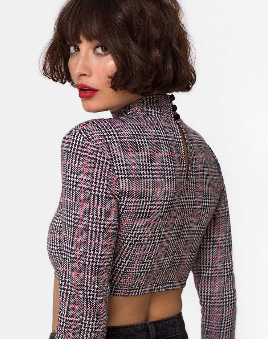 Laretta Crop Top in Charles Check Blush - Image 2