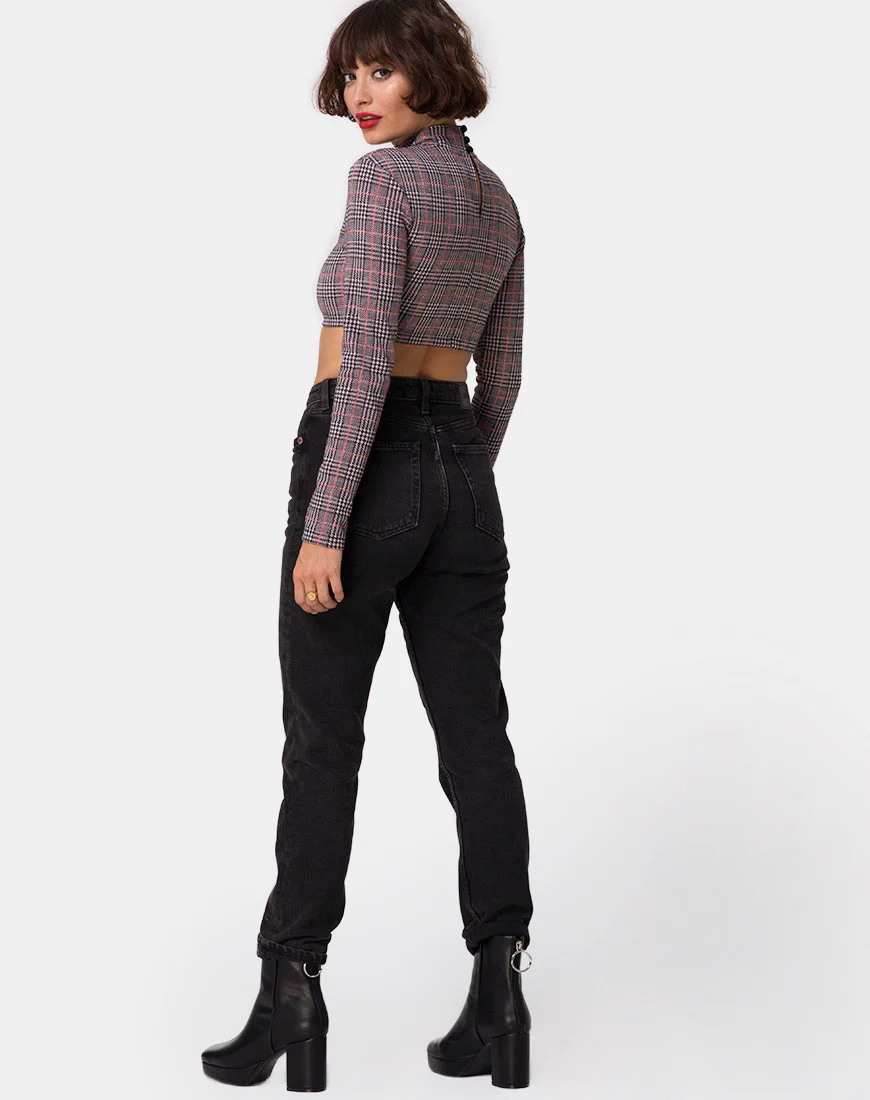 Laretta Crop Top in Charles Check Blush - Image 4