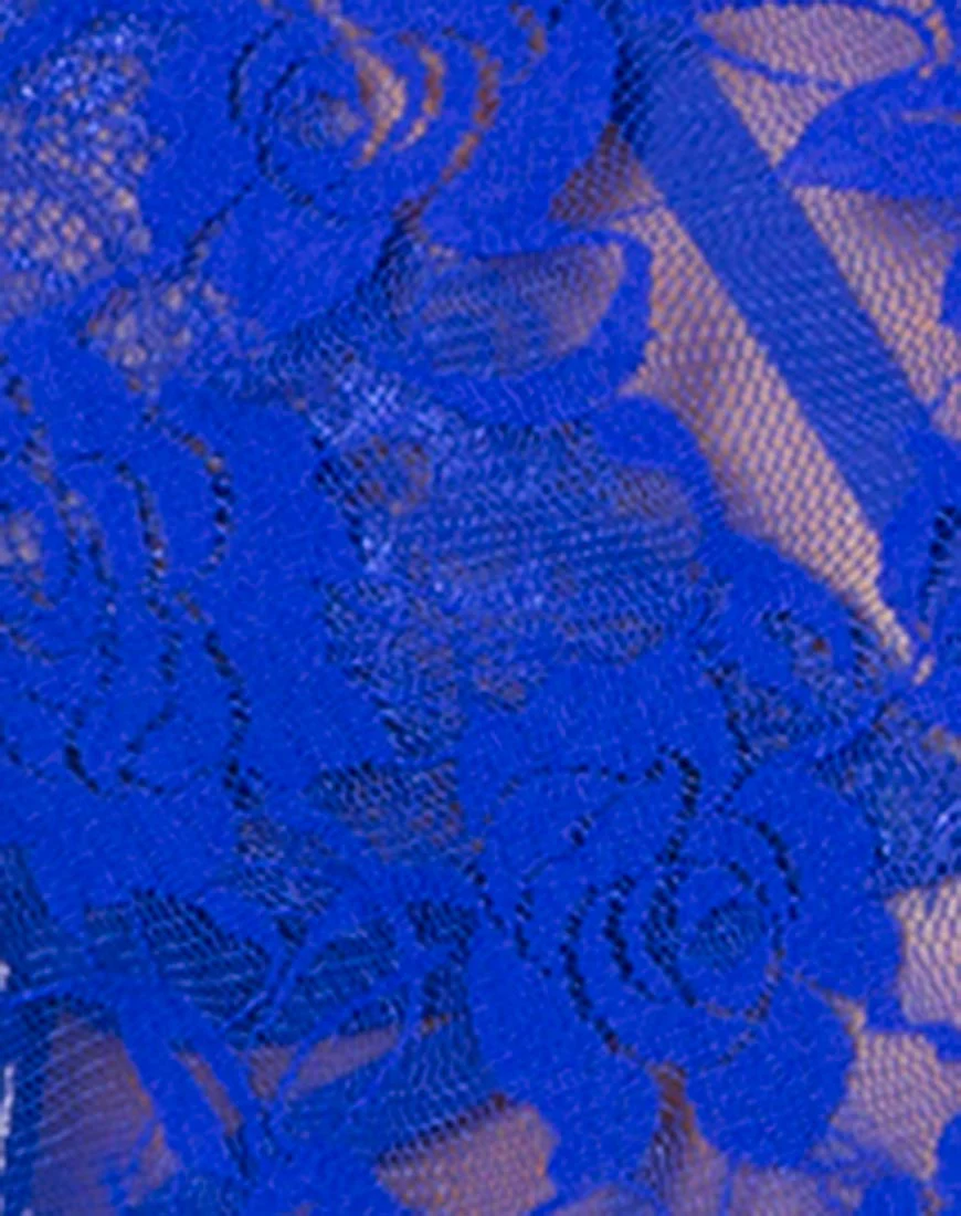 Larisa Top in Rose Ribbon Lace Cobalt - Image 5