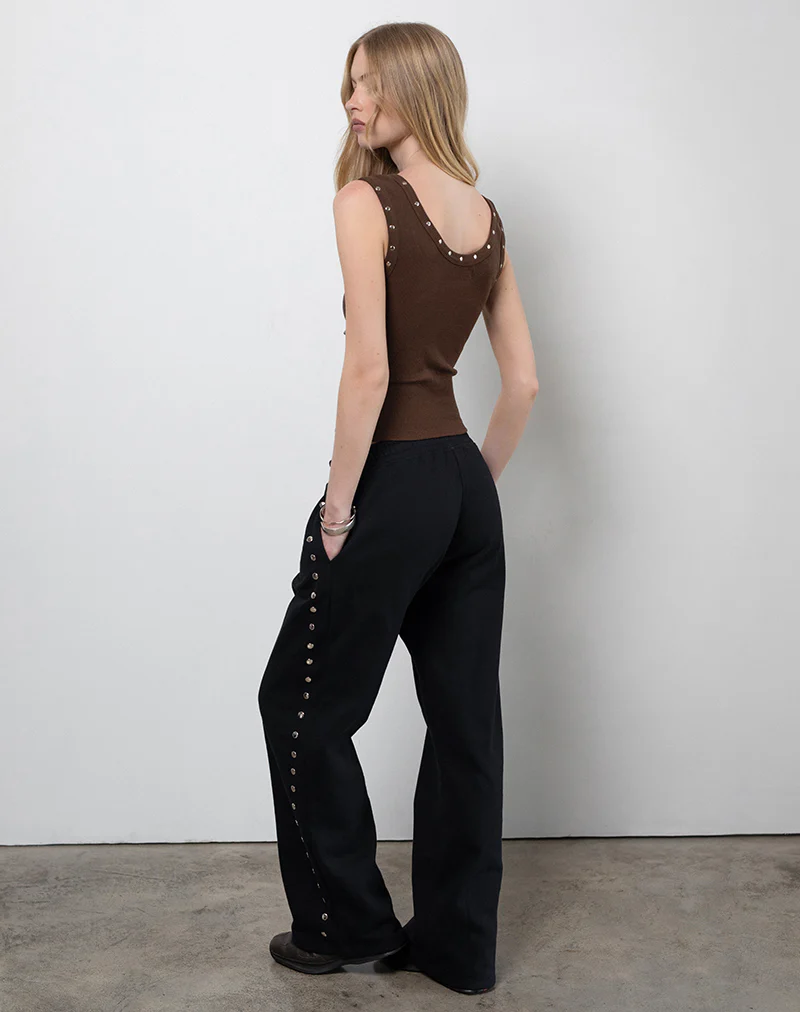 Lark Loose Fit Joggers in Black with Studs - Image 3