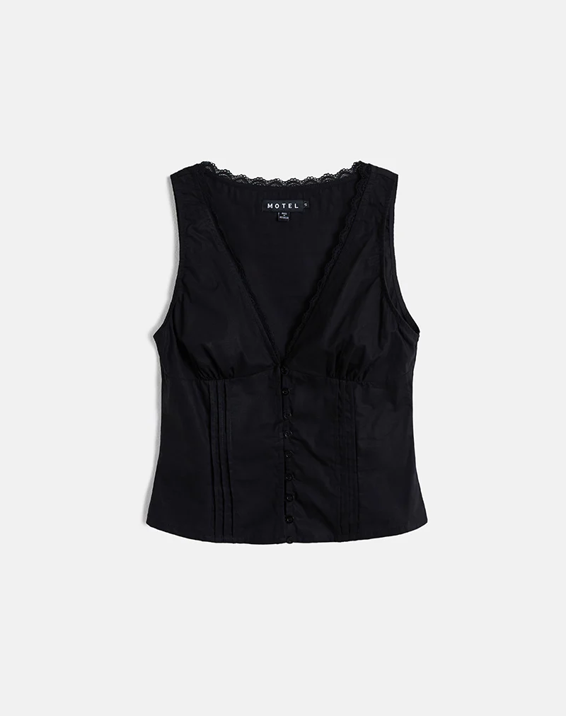 Lasily V Neck Corset Top in Black - Image 3