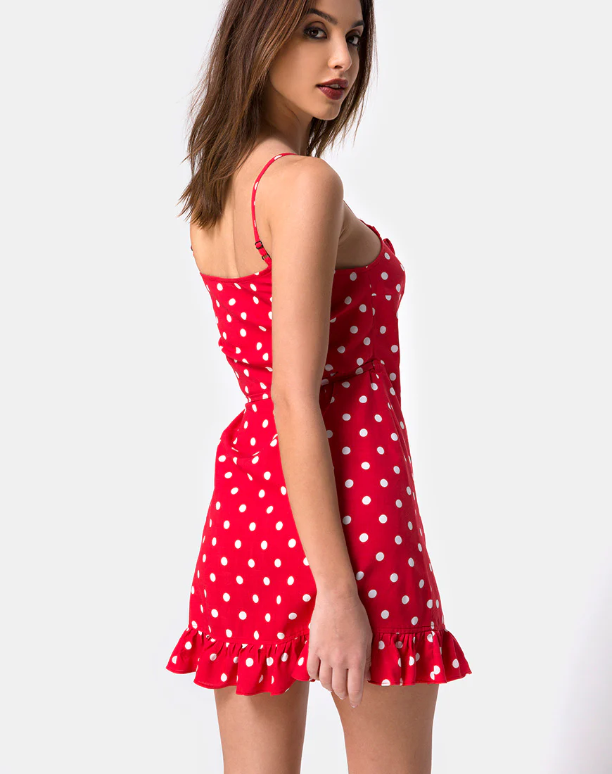 Lasky Dress in Medium Polka Red and White - Image 2