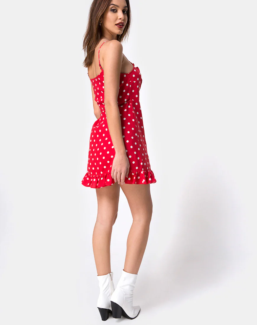 Lasky Dress in Medium Polka Red and White - Image 4