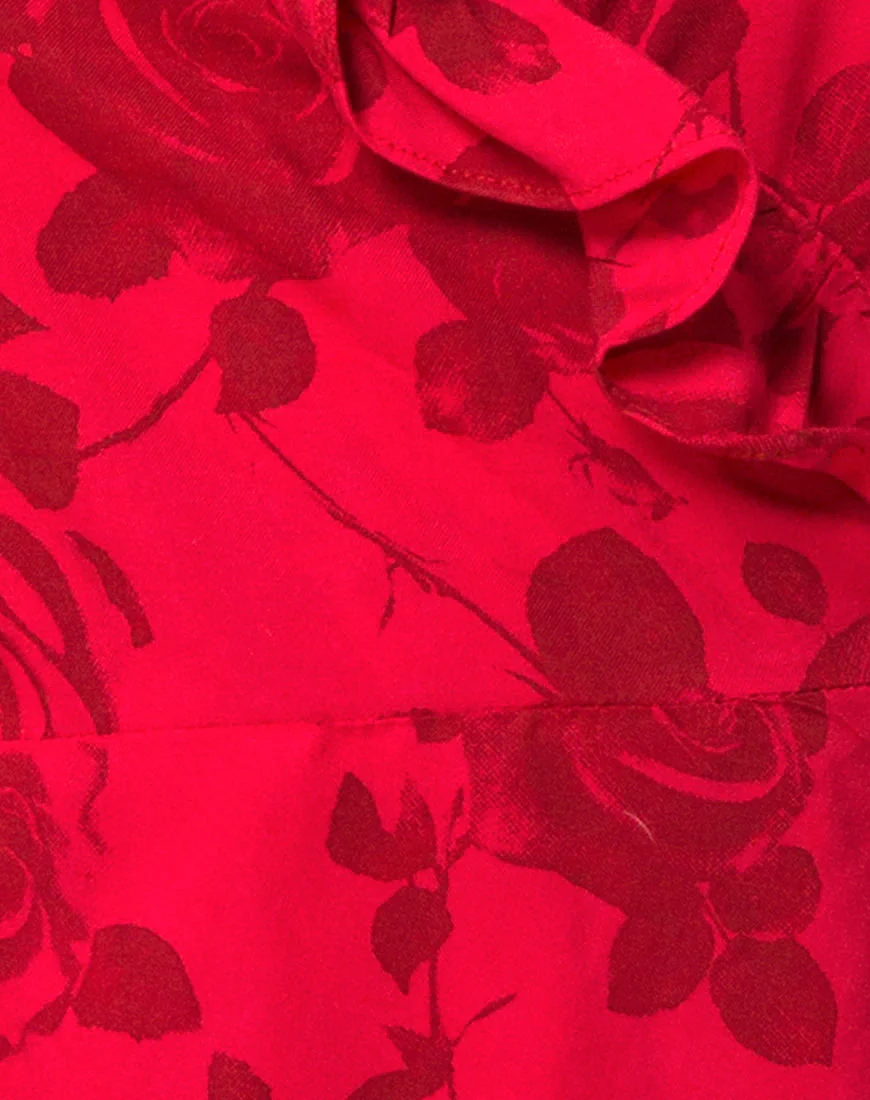 Lasky Slip Dress in Tonal Floral Red - Image 5