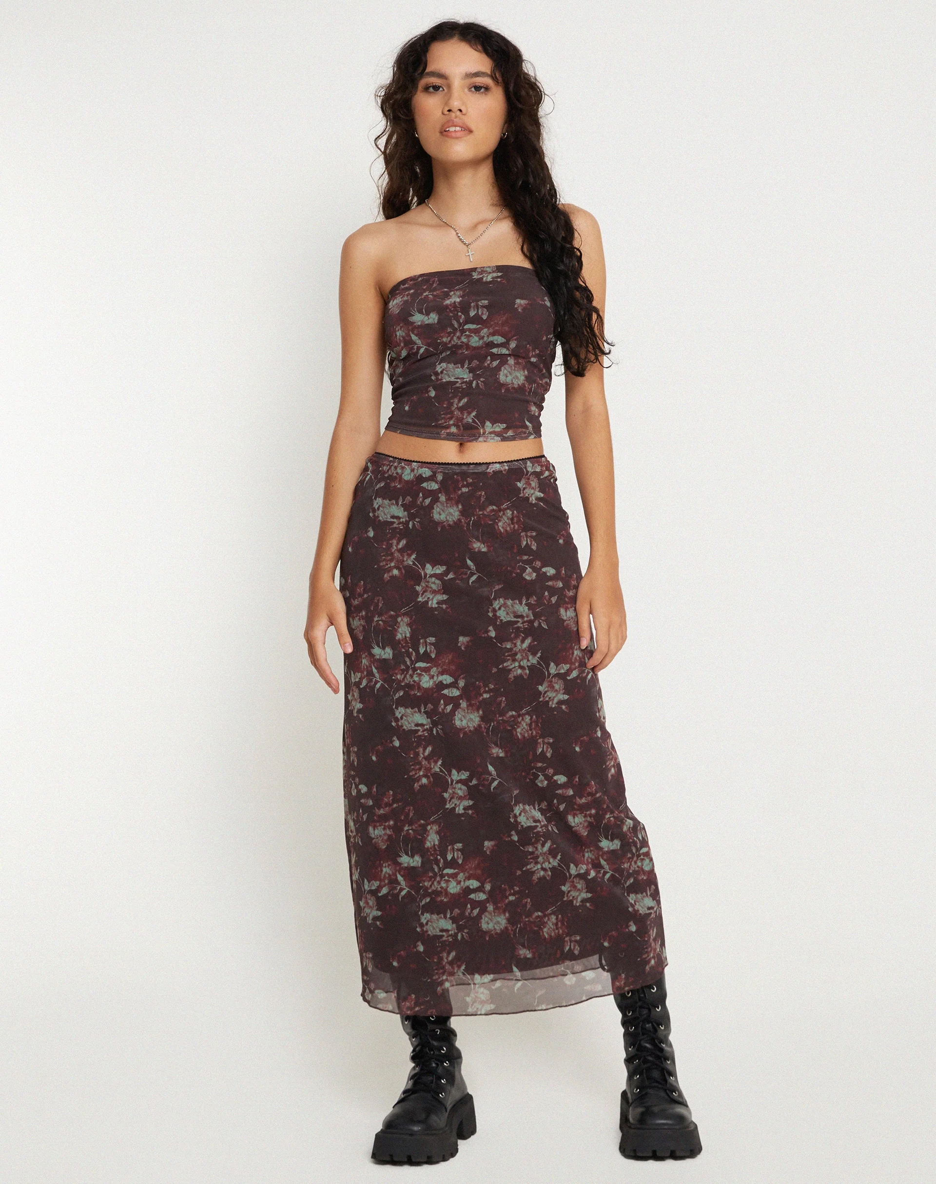 Lassie Maxi Skirt in Botanical Floral Brown - Image 4
