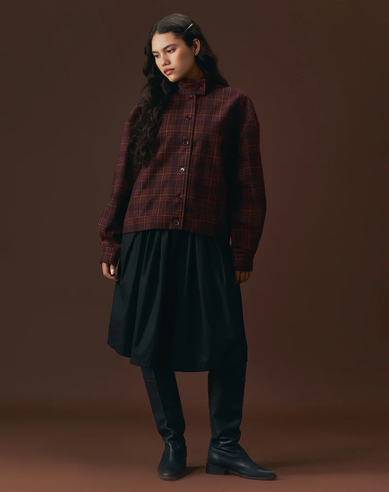 Lastika Jacket in Check Dark Burgundy - Image 2