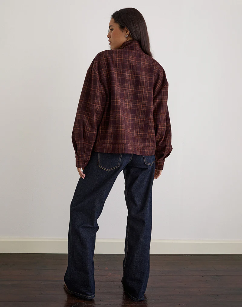 Lastika Jacket in Check Dark Burgundy - Image 5