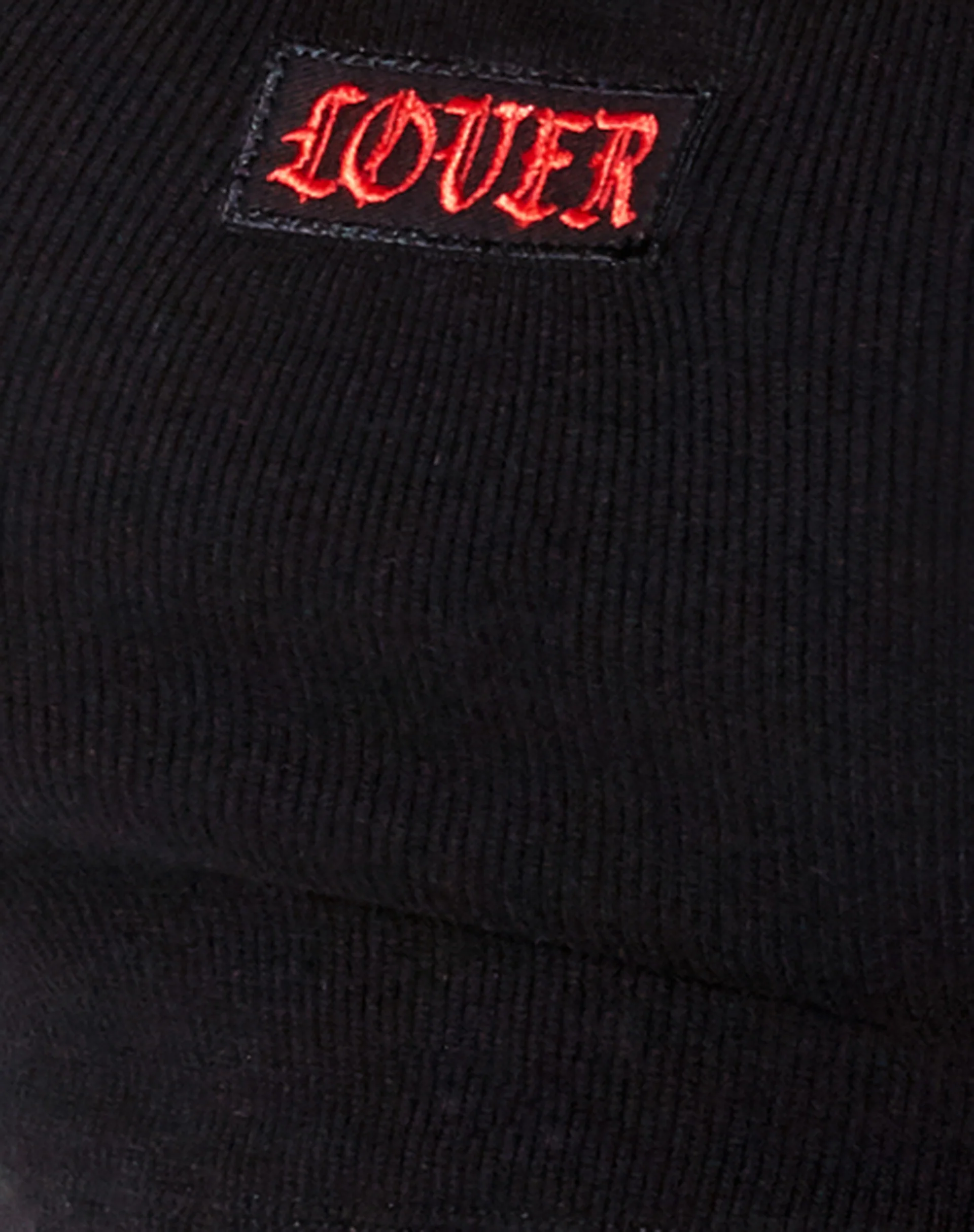 Lathi Crop Top in Rib Black "Lover" Embro - Image 6