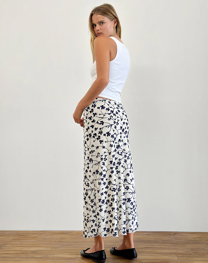 Latika Skirt in Grunge Floral Flock Cream - Image 3