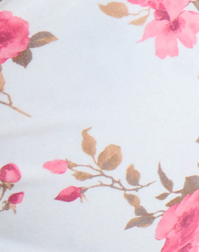 Laufey Bikini Top in White with Pink Floral Bloom - Image 7