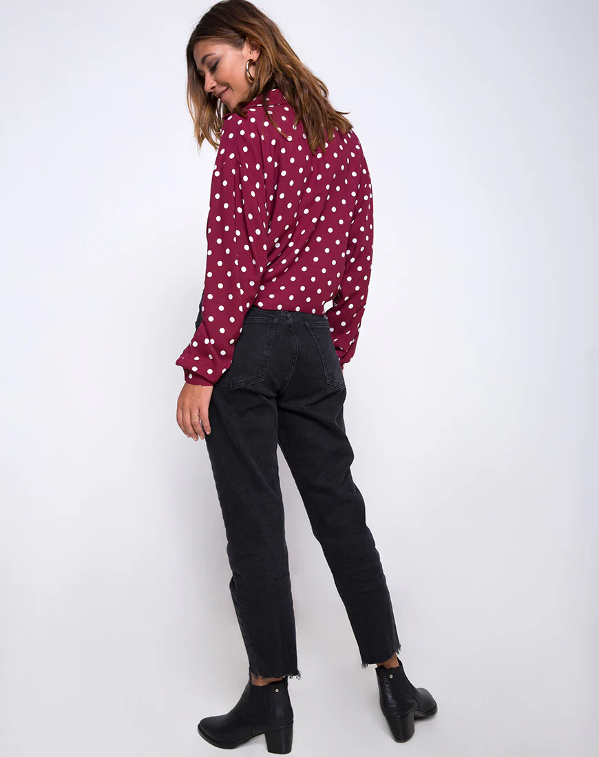 Lauv Shirt in Medium Polka Wine - Image 4