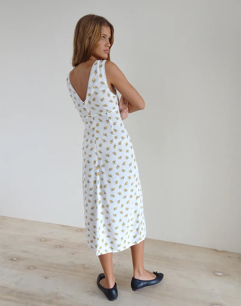Lavisha Midi Dress in Funshine Floral Off White - Image 5