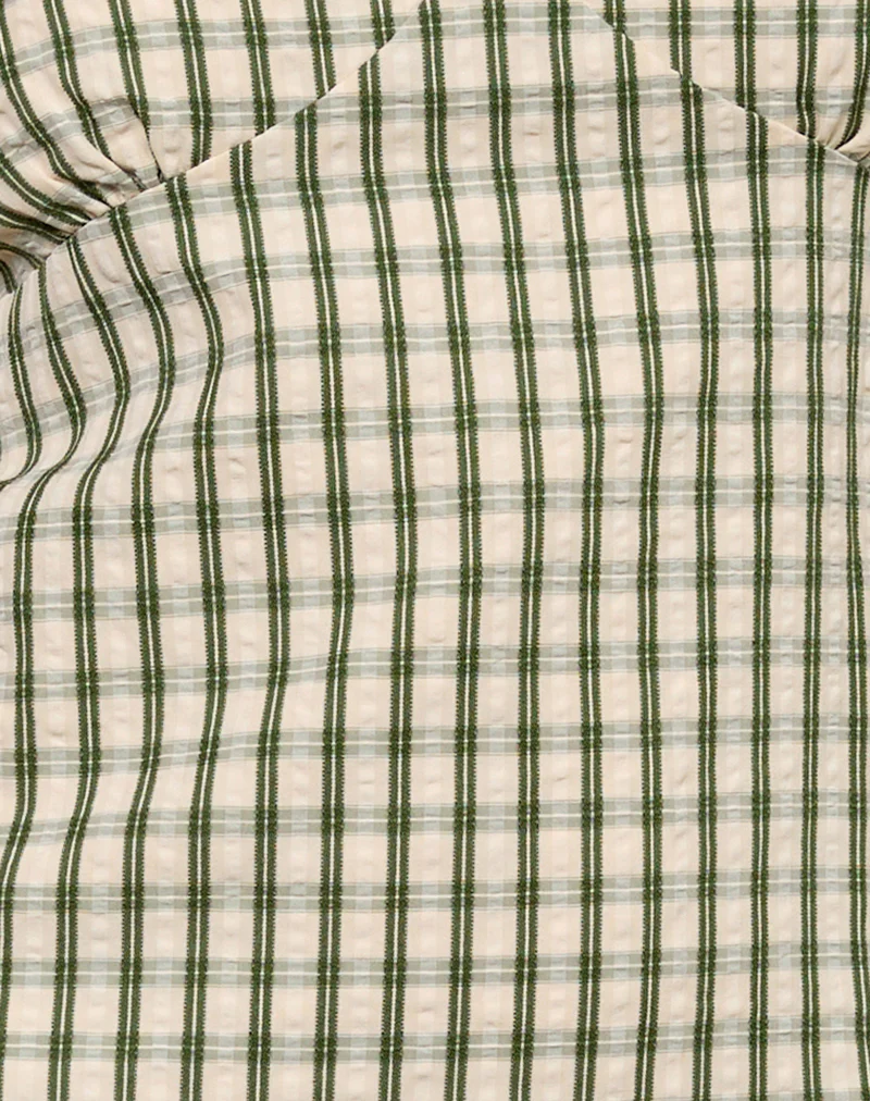Lavisha Midi Dress in Green Check - Image 6
